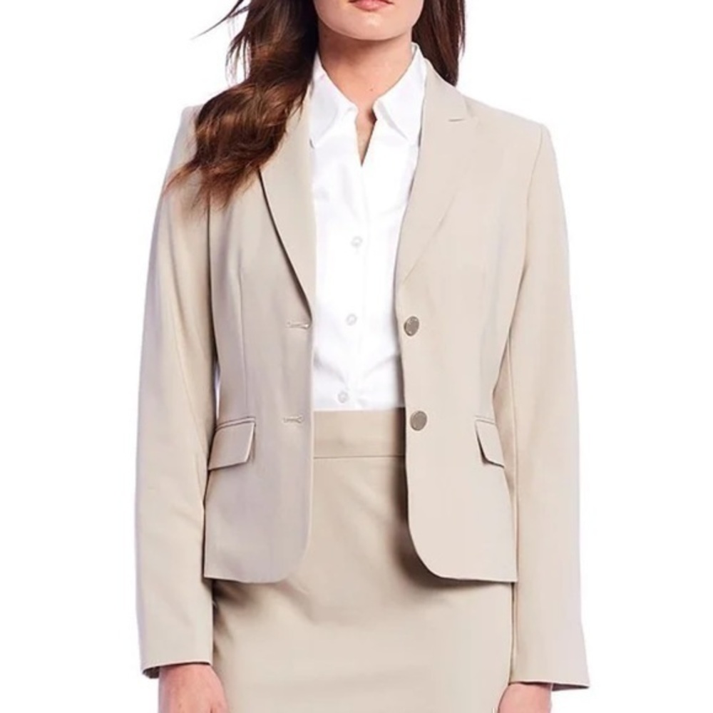Style & Co tan blazer with shoulder pads